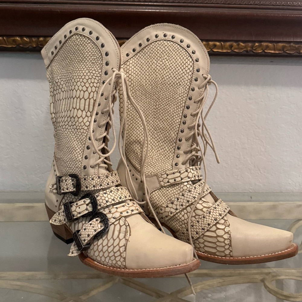 Freebird by Steven Cream Heeled Boots
